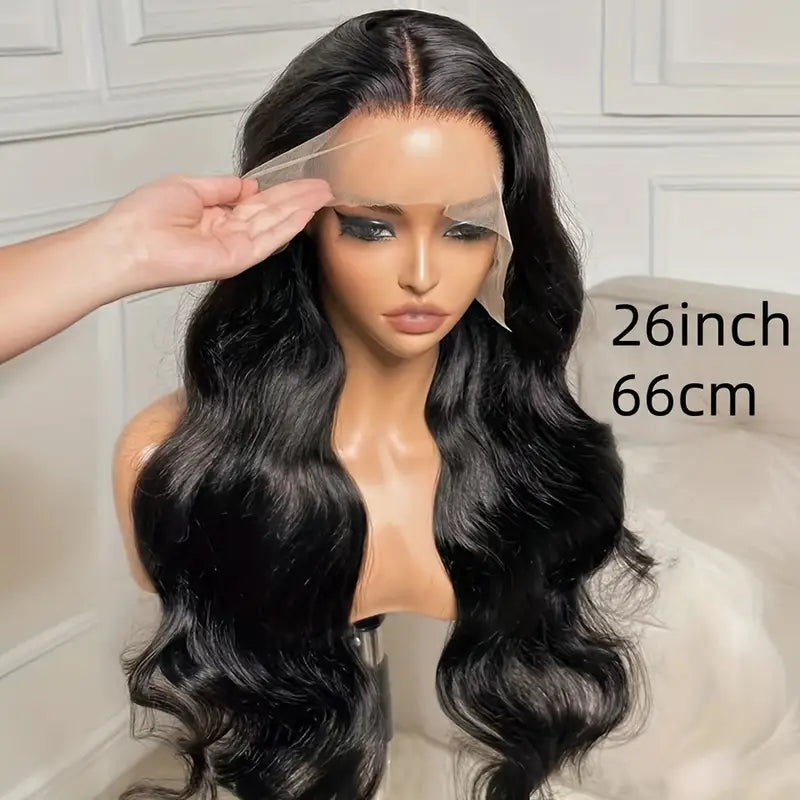 Women Black Loose Wave Preplucked Baby Hair Bleached Knots Wig