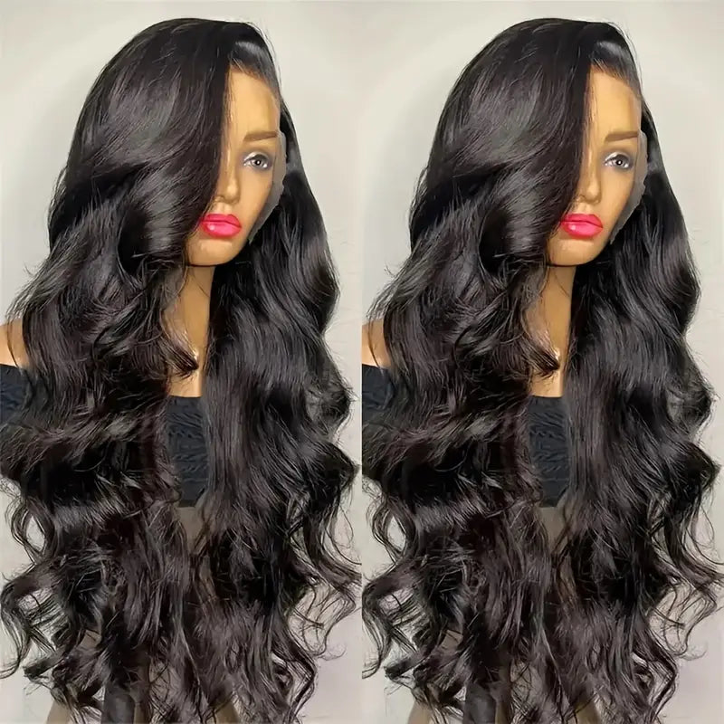 Women Black Loose Wave Preplucked Baby Hair Bleached Knots Wig