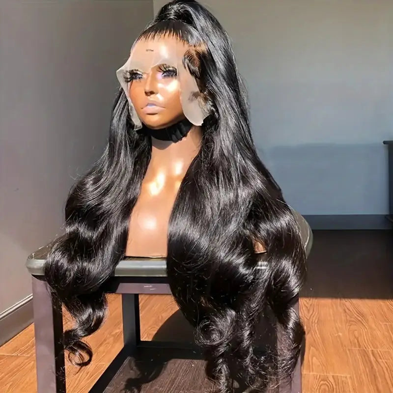 Women Black Loose Wave Preplucked Baby Hair Bleached Knots Wig