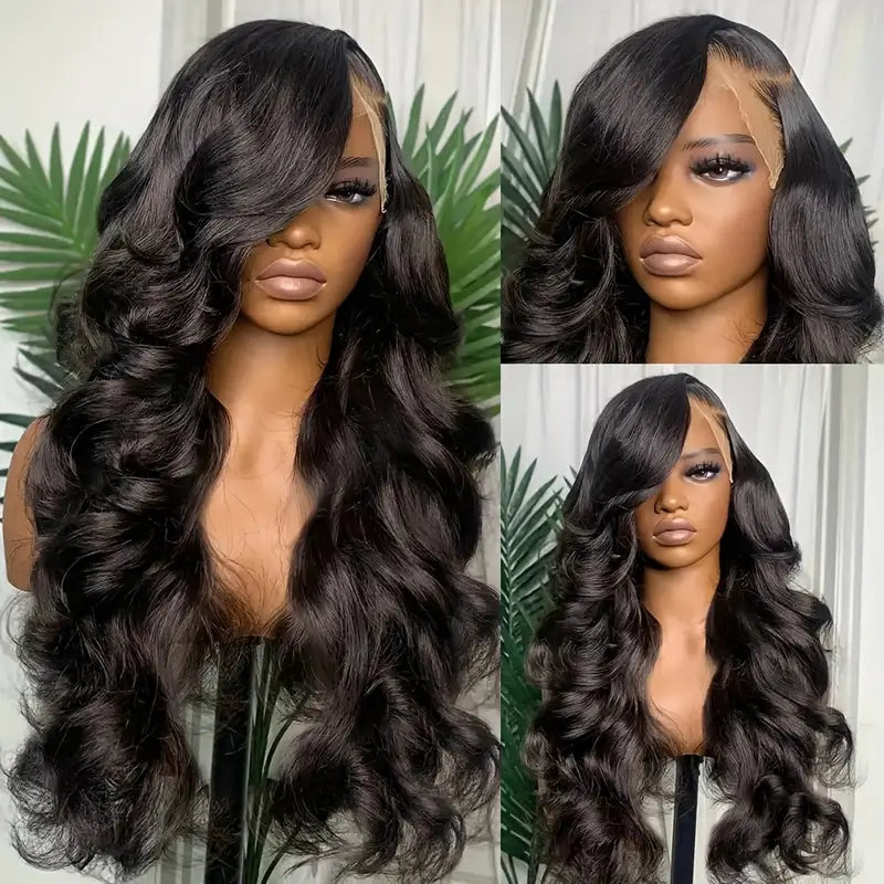 Women Black Loose Wave Preplucked Baby Hair Bleached Knots Wig