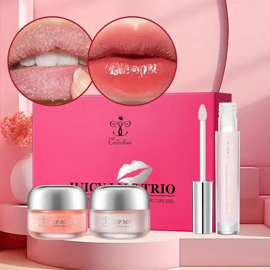 Juicy Lips 3pcs Kit – Scrub, Mask & Plumping Gloss Set