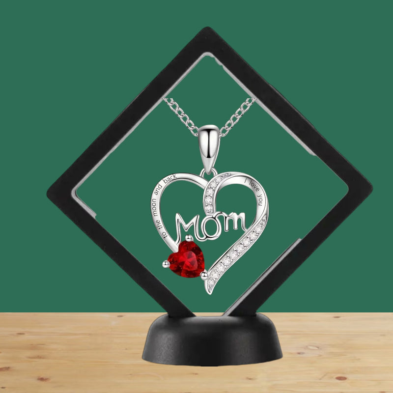 Mom Colorful Rhinestone Heart-Shaped Pendant Necklace