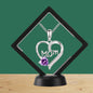 Mom Colorful Rhinestone Heart-Shaped Pendant Necklace Purple