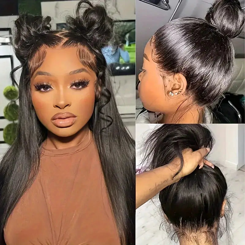 360 Lace Front Deep Curly Wig – 200% Natural Straigth Black