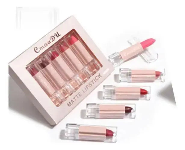 15-Color Matte Lip Glaze Set – 5 Pack w/ Travel Case