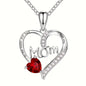 Mom Colorful Rhinestone Heart-Shaped Pendant Necklace Red