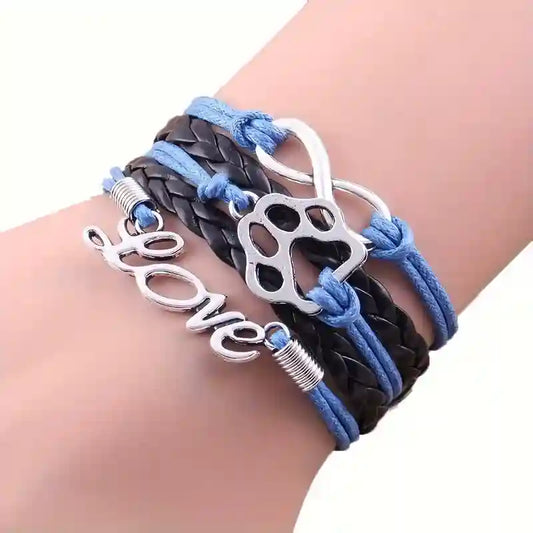 Charming Handmade Braided Bracelet with Paw Charms - Cute Animal Theme | Pet Lover Gift