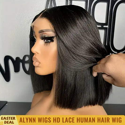 Bob Glueless 13x6 HD Lace Front Wig – 250% Density Straight Human Hair