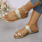Golden Butterfly Flat Sandals - Chic Elegant Women's Summer Footwear