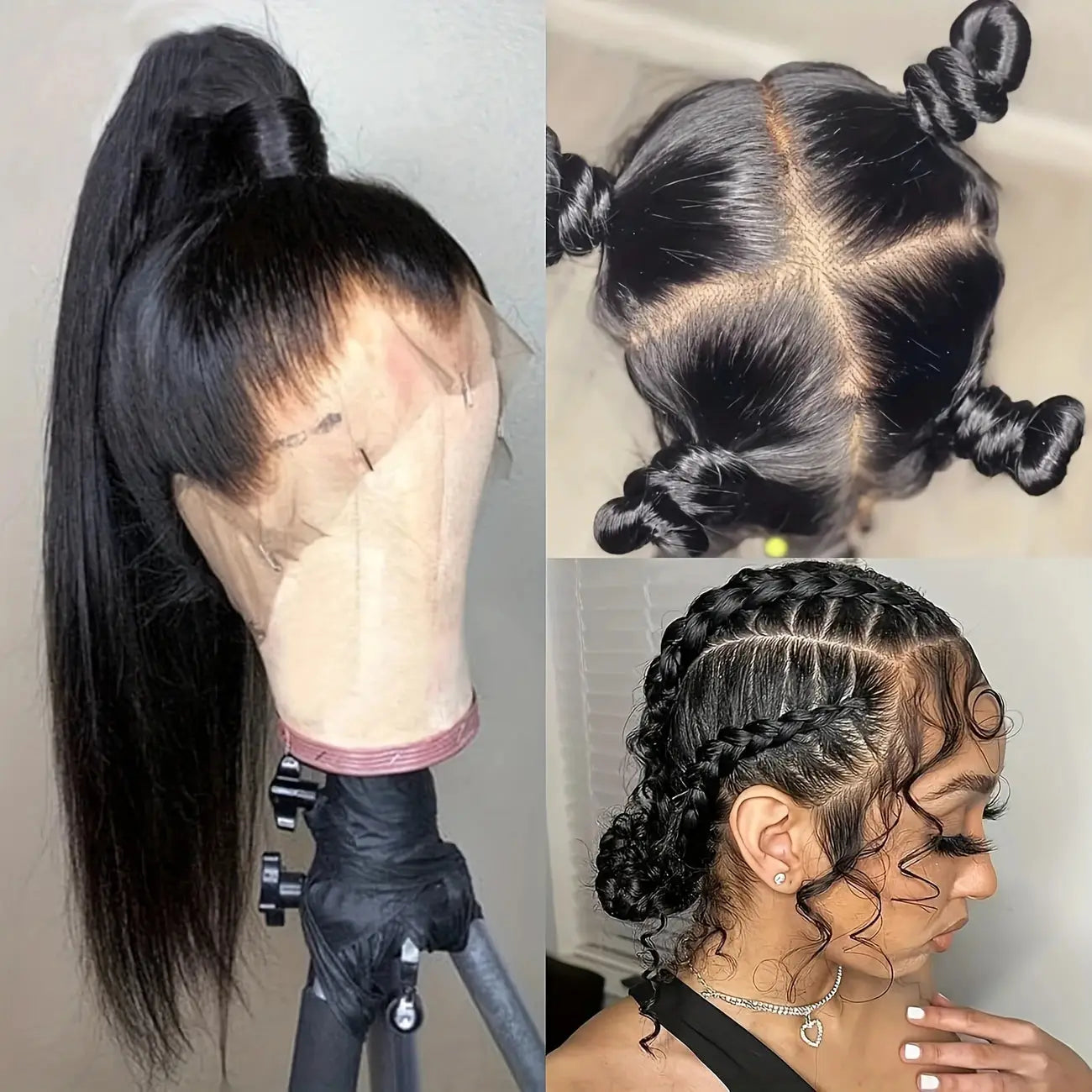 360 Lace Front Deep Curly Wig – 200% Natural Straigth Black