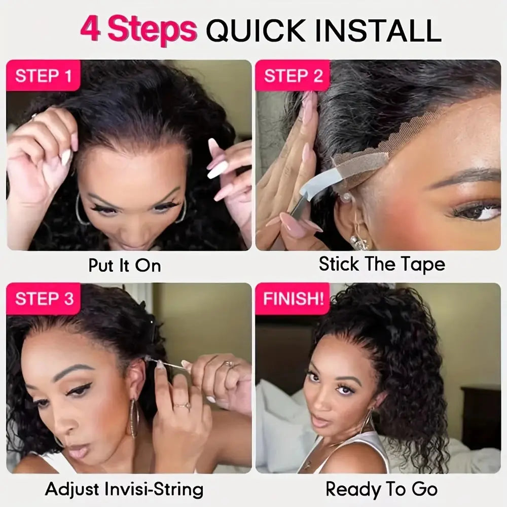 360 Water Wave Wig – 200% Density, Invisible Strap, Glueless