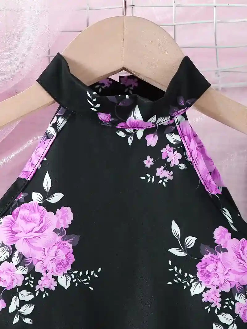 Girls Floral Halter Top, Skirt & Hat – 3PC Summer Set | Adorable Kids Outfit