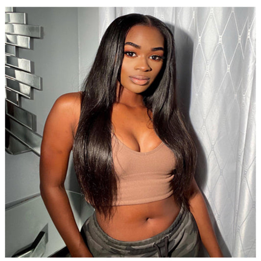 13x4 Lace Front Wig – 180% Density Long Black Straight Heat-Resistant Synthetic Wig