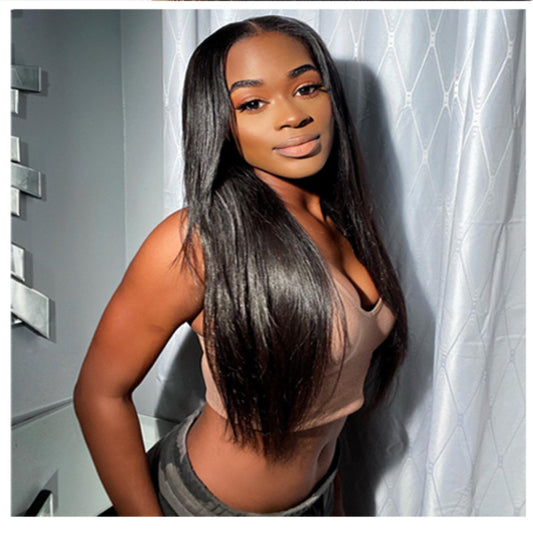 13x4 Lace Front Wig Black Straight Synthetic – 180% Full