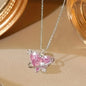 Cute Heart Planet Pendant Necklace, Sparkling Clavicle Chain Silver