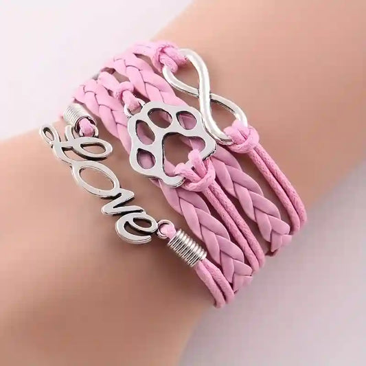 Charming Handmade Braided Bracelet with Paw Charms - Cute Animal Theme | Pet Lover Gift