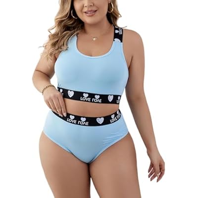 Plus Size Bra & Panty Set – Sexy Supportive Lingerie Blue XL