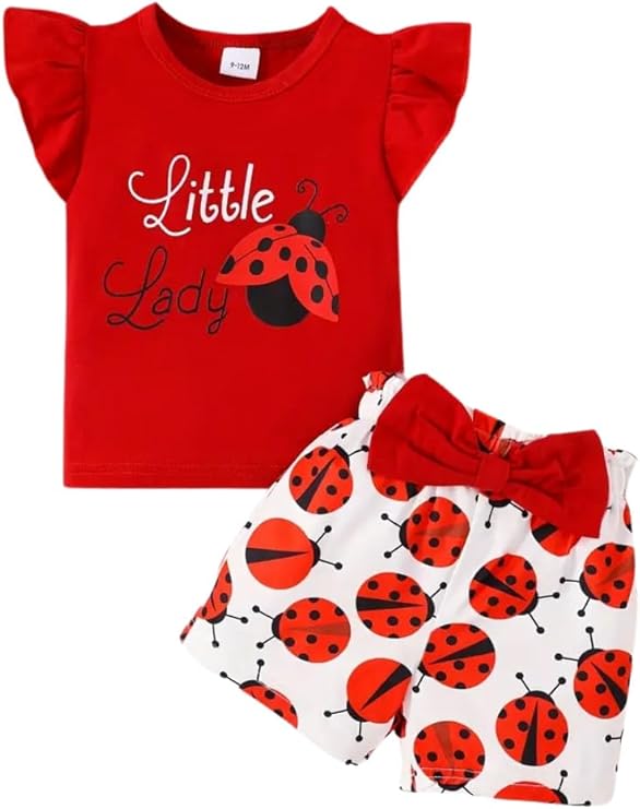 baby-girls-ruffle-trim-sleeve-cute-graphic-t-shirt-bowknot-ladybug-pattern-shorts-se