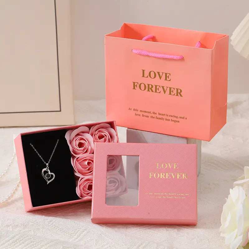 Valentine’s Gift Box with Soap Flowers & “Love” Necklace