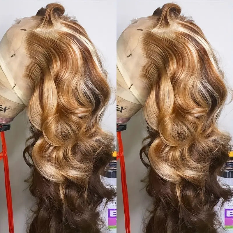 Heat-Resistant Auburn Blonde Lace Front Wig | 13×4 Inch | Loose Curly Wavy  Brazilian Hair
