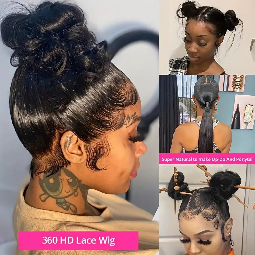 360 Lace Front Deep Curly Wig – 200% Natural Straigth Black