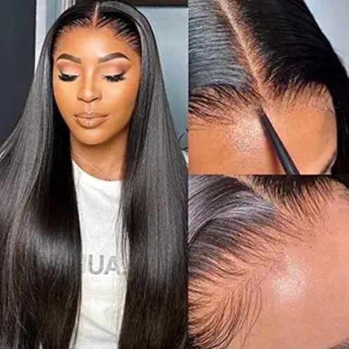 13x4 Lace Front Wig Black Straight Synthetic – 180% Full