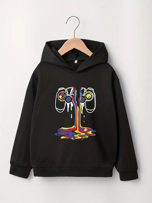 Boys' Polyester Hoodie - Comfortable & Stylish Black XL