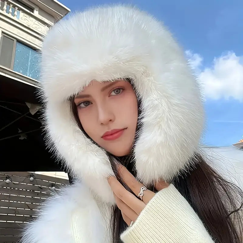Vintage Fleece-Lined Bomber Hat – Warm Winter Ear Flaps