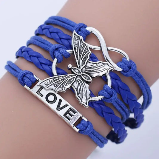 Vintage Leather Bracelet – Love Letter & Butterfly Design