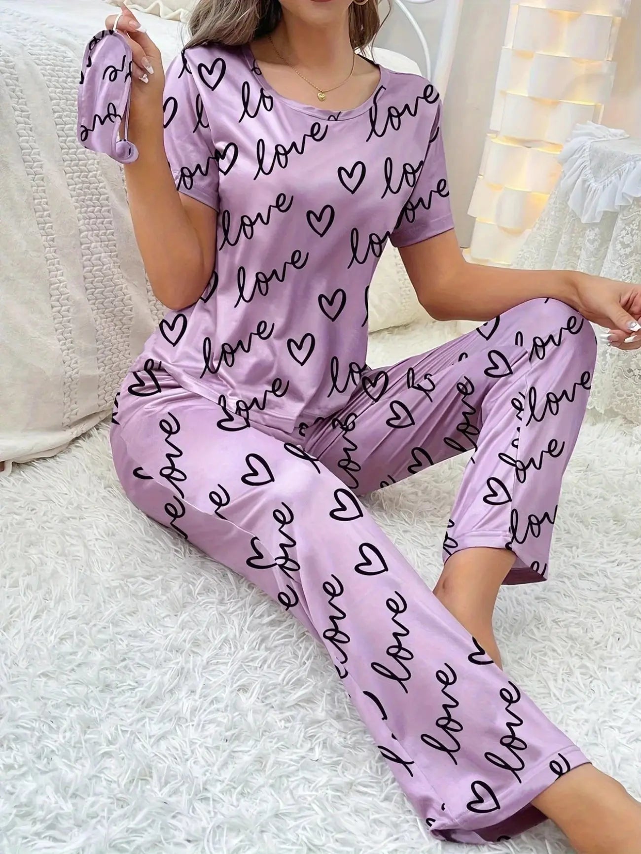 womens-heart-print-pajama-set-w-eye-mask-rose-red