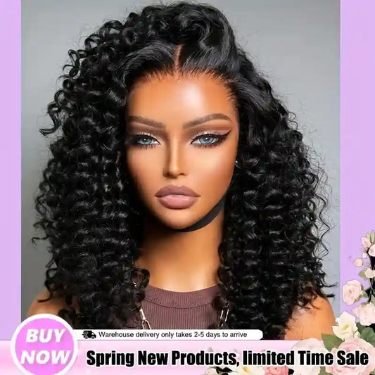 13x4 Deep Wave Lace Front Wig – 18" 100% Human Hair Wig with Natural Hairline