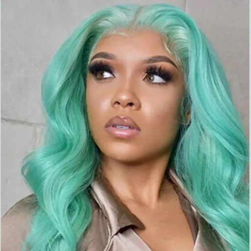 26inch Mint Green Body Wave Lace Front Wig