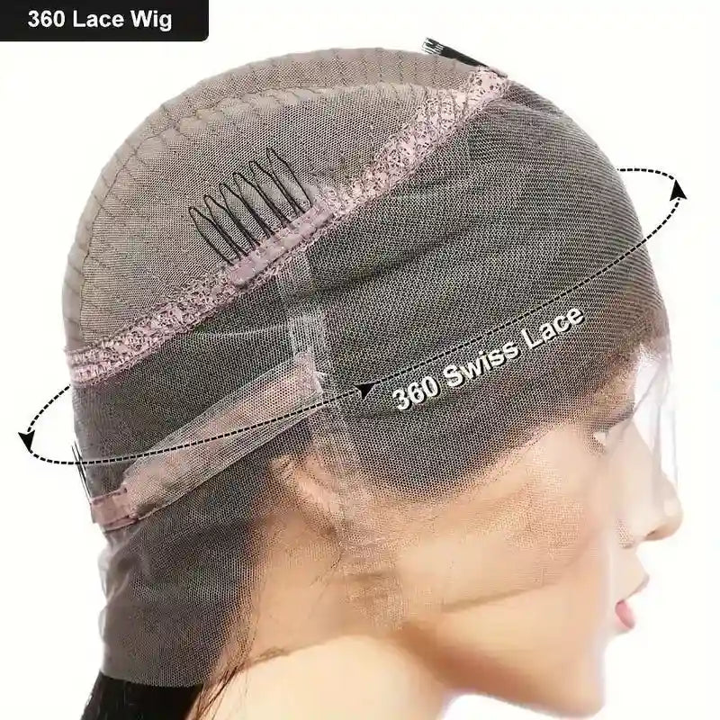 360 Lace Front Deep Curly Wig - 200% Density Natural Black Human Hair