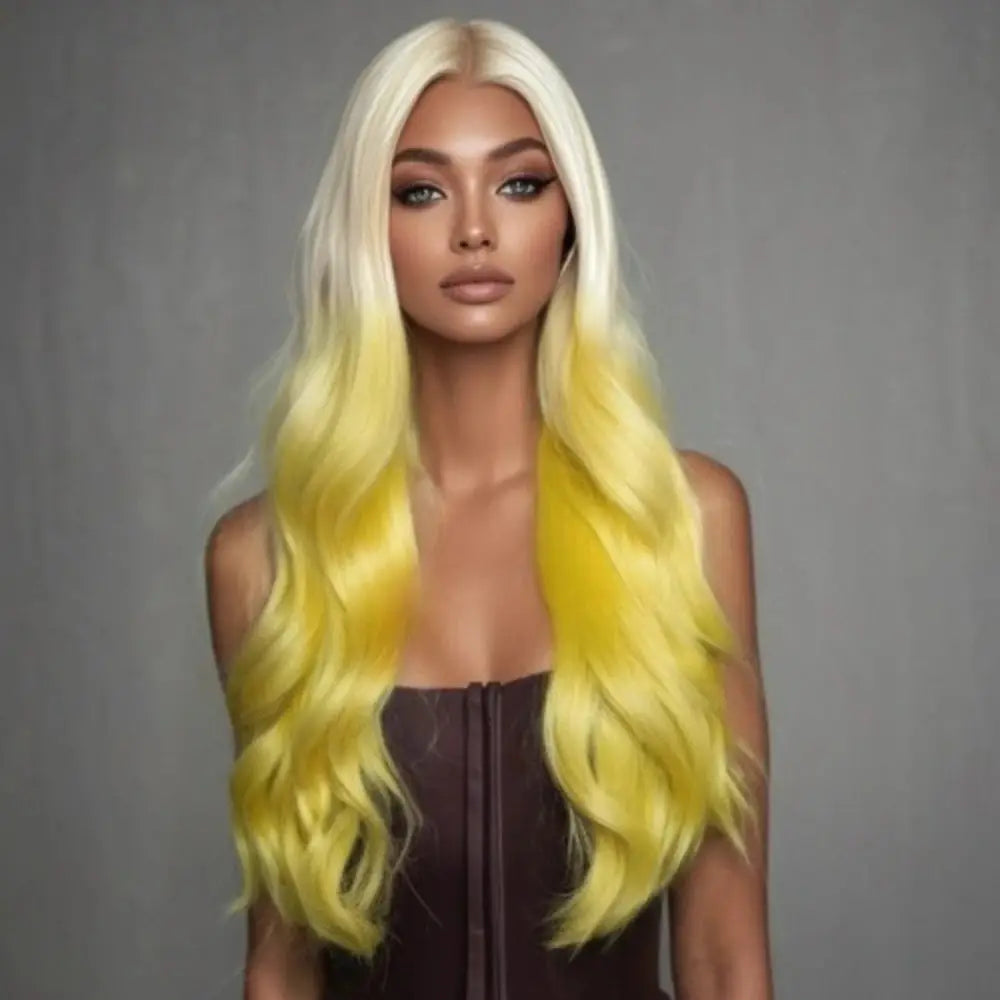 Ombre Yellow 13x6 Lace Wig – 30", Body Wave, 200% Hair