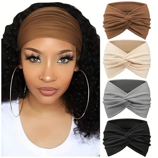 4pcs Boho Wide Headbands for Women – Soft & Stylish