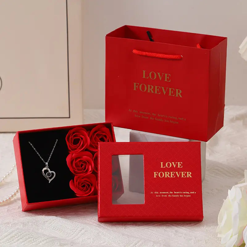 Valentine’s Gift Box with Soap Flowers & “Love” Necklace