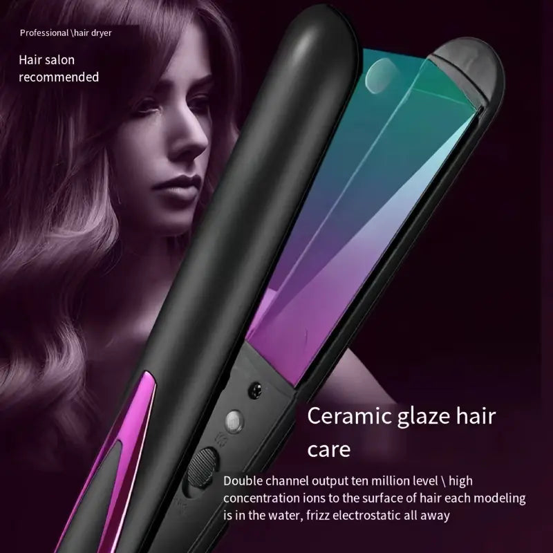 2-in-1 Hair Straightener & Curler – Ion Tech & Adjustable Heat