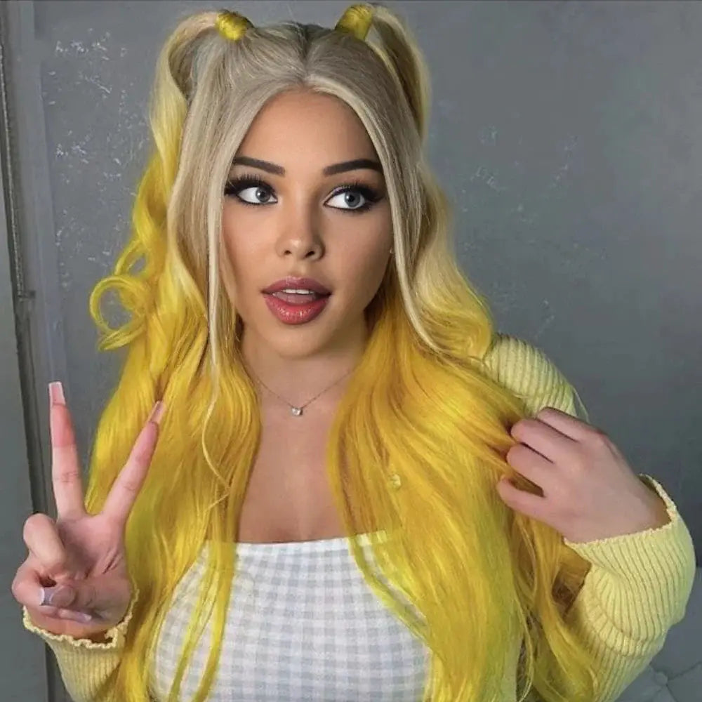 Ombre Yellow 13x6 Lace Wig – 30", Body Wave, 200% Hair