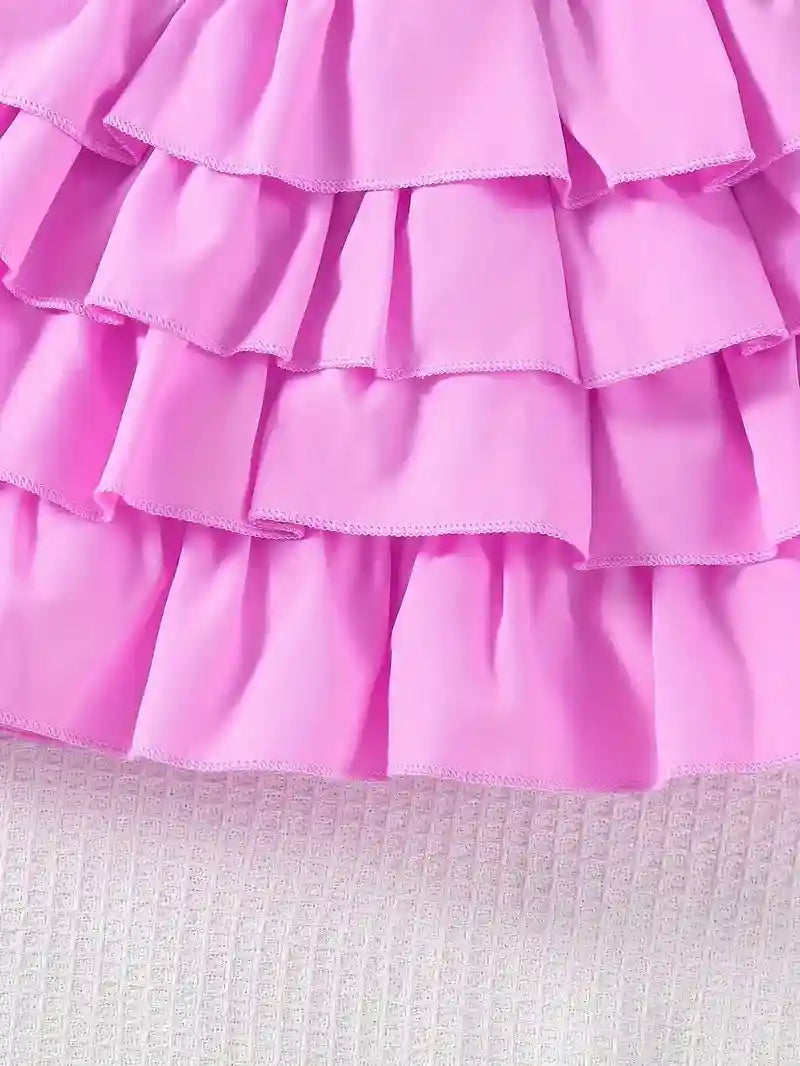 Close-up of a pink ruffled fabric texture