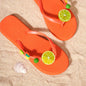 Women’s Lightweight EVA Flip-Flops – Tropical Fruit Beach Slides Tangerine-red US 7.5