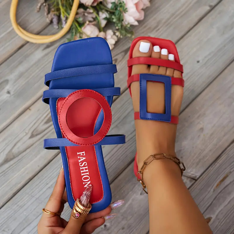 Women’s Square Toe Casual Flat Sandals – Comfy & Stylish