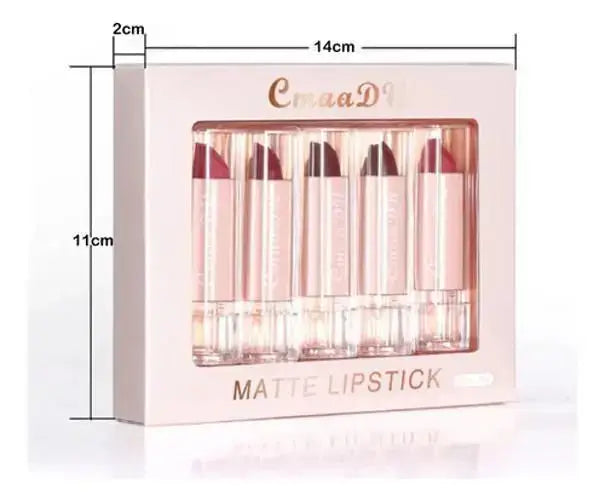 15-Color Matte Lip Glaze Set – 5 Pack w/ Travel Case