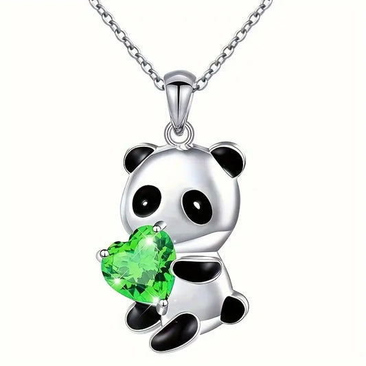 Adorable Panda Heart Pendant Necklace – Cute & Stylish Gift