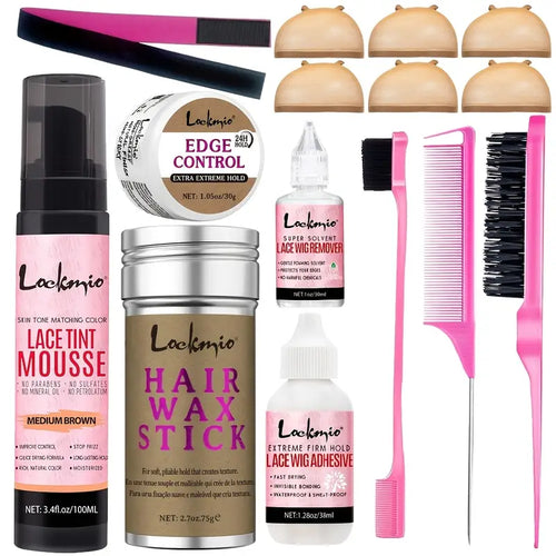 15pcs Lace Tint Mousse & Hair Styling Set 15pcs Medium Brown