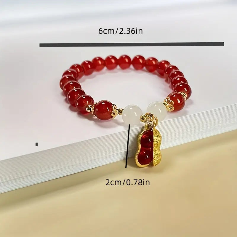 Vintage Peanut Charm Beaded Bracelet – Chic & Unique