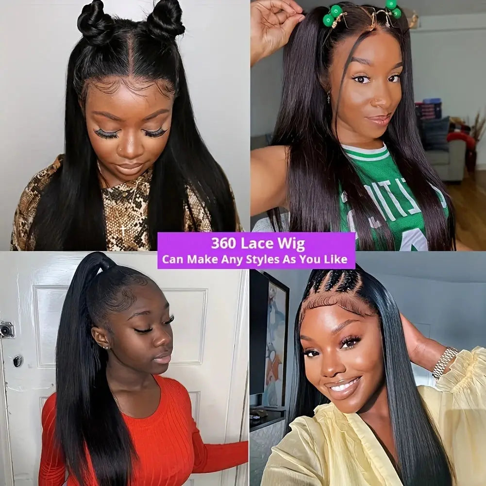 360 Lace Front Deep Curly Wig – 200% Natural Straigth Black