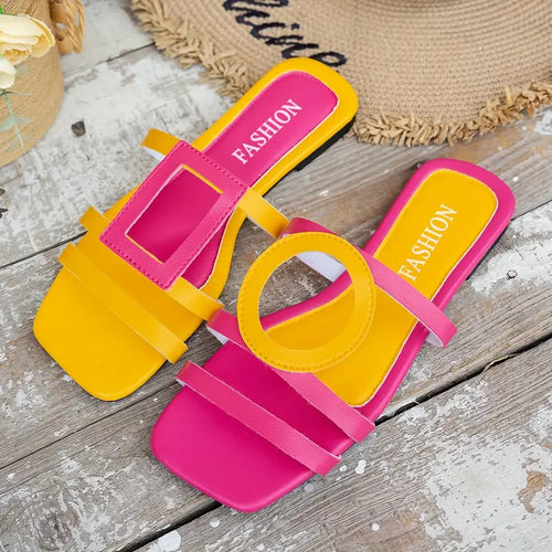 Women’s Square Toe Casual Flat Sandals – Comfy & Stylish