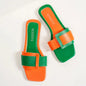 Women’s Open Toe Flat Slide Sandals – Chic & Comfy Design Orange CN 41(US 9.5)
