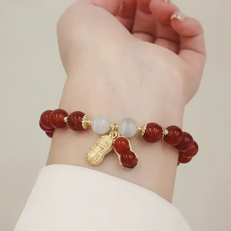 Vintage Peanut Charm Beaded Bracelet – Chic & Unique