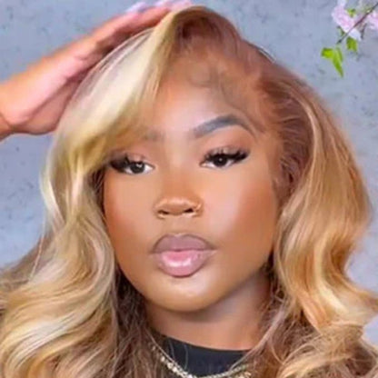Heat-Resistant Auburn Blonde Lace Front Wig | 13×4 Inch | Loose Curly Wavy  Brazilian Hair